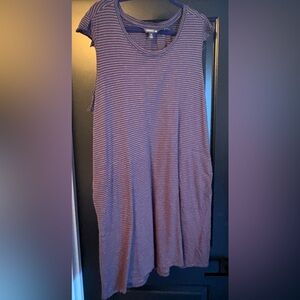 Toad&Co Blue and Tan Striped Midi Dress